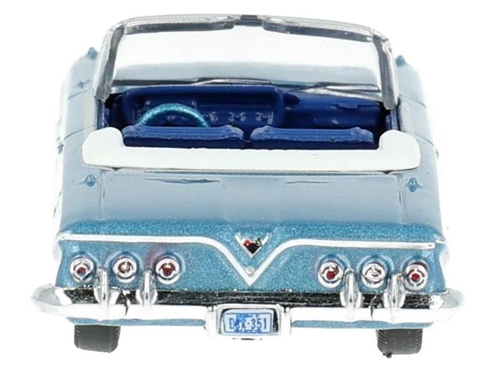 1961 Chevrolet Impala Convertible Jewel Blue Metallic and White with Blue Interior 1/87 (HO) Scale Diecast Model Car by Oxford Diecast view 4