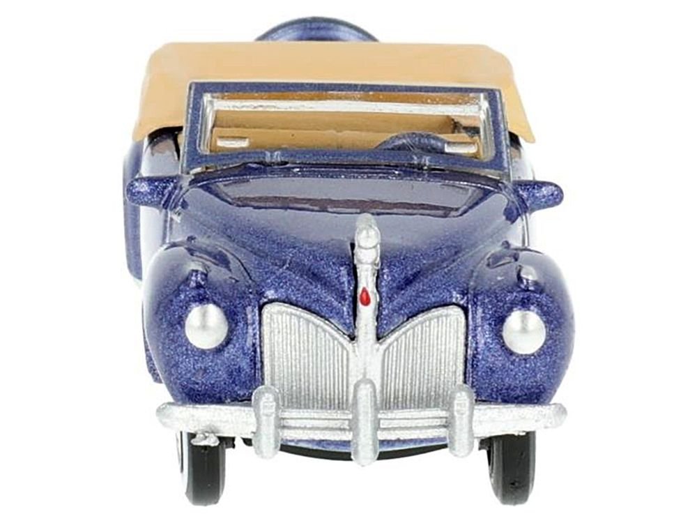 1941 Lincoln Continental Convertible Darian Blue Metallic with Tan Interior 1/87 (HO) Scale Diecast Model Car by Oxford Diecast view 3