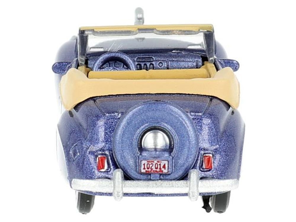 1941 Lincoln Continental Convertible Darian Blue Metallic with Tan Interior 1/87 (HO) Scale Diecast Model Car by Oxford Diecast view 4