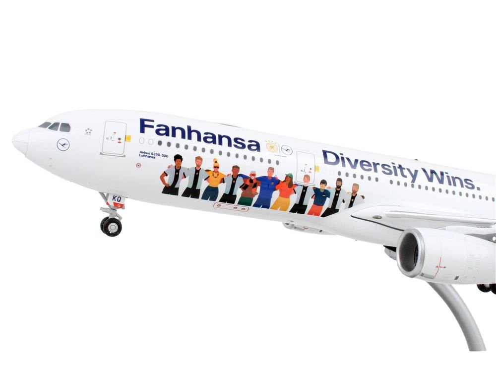 Airbus A330-300 Commercial Aircraft "Lufthansa - Diversity Wins" White with Blue Tail "Gemini 200" Series 1/200 Diecast Model Airplane by GeminiJets view 2