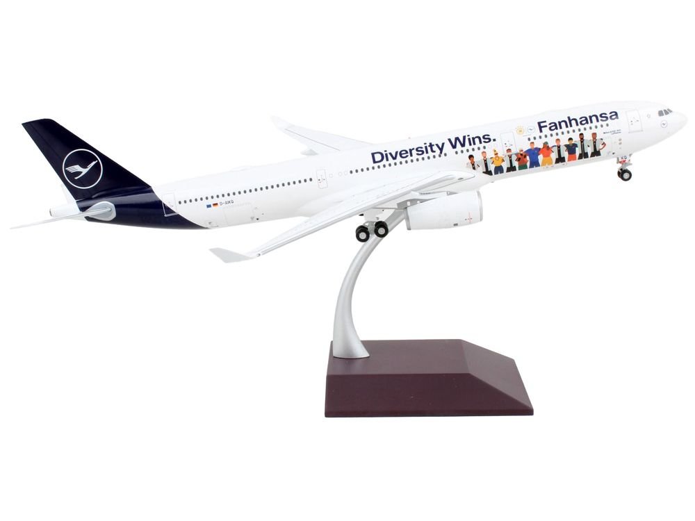 Airbus A330-300 Commercial Aircraft "Lufthansa - Diversity Wins" White with Blue Tail "Gemini 200" Series 1/200 Diecast Model Airplane by GeminiJets view 3
