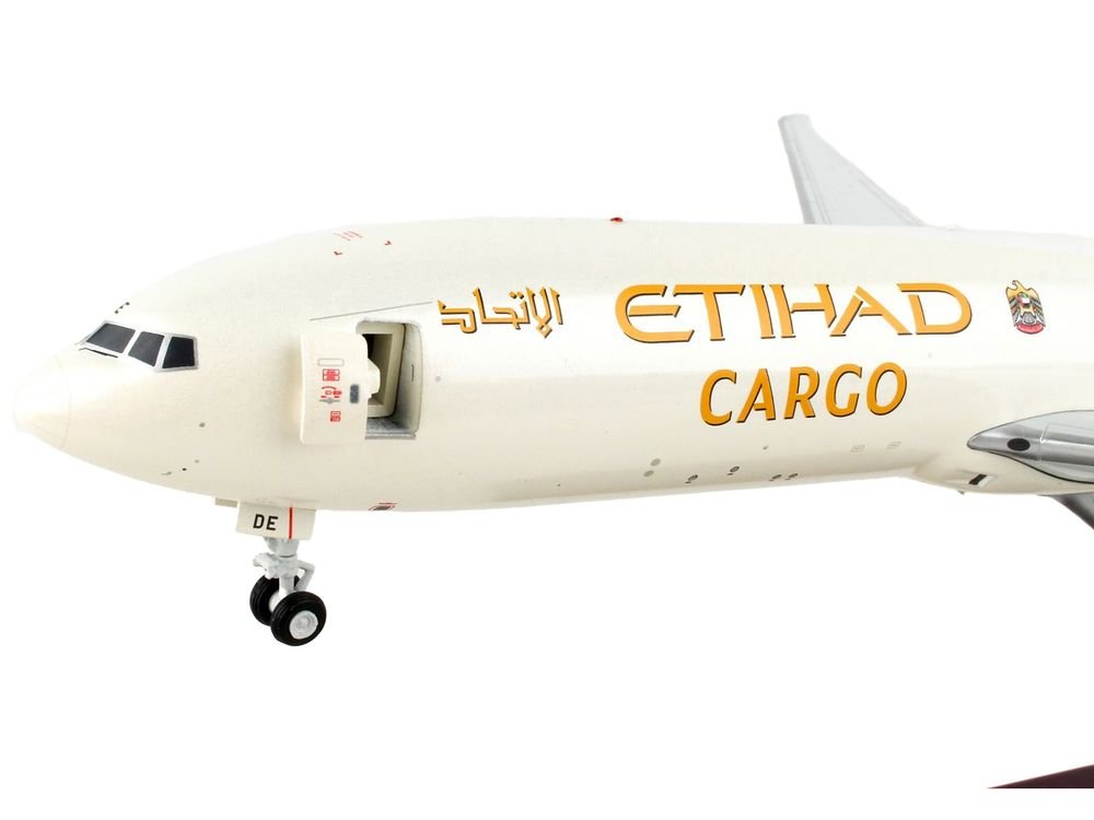 Boeing 777F Commercial Aircraft "Etihad Airways Cargo" Beige with Tail Graphics "Gemini 200 - Interactive" Series 1/200 Diecast Model Airplane by GeminiJets view 2