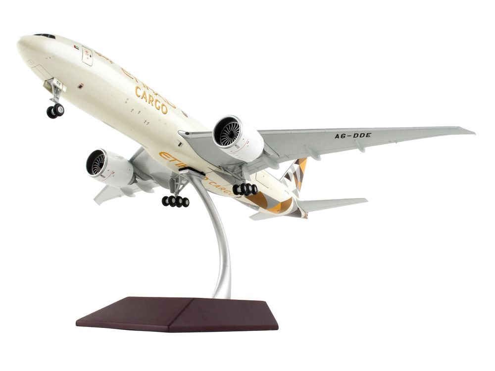 Boeing 777F Commercial Aircraft "Etihad Airways Cargo" Beige with Tail Graphics "Gemini 200 - Interactive" Series 1/200 Diecast Model Airplane by GeminiJets view 4