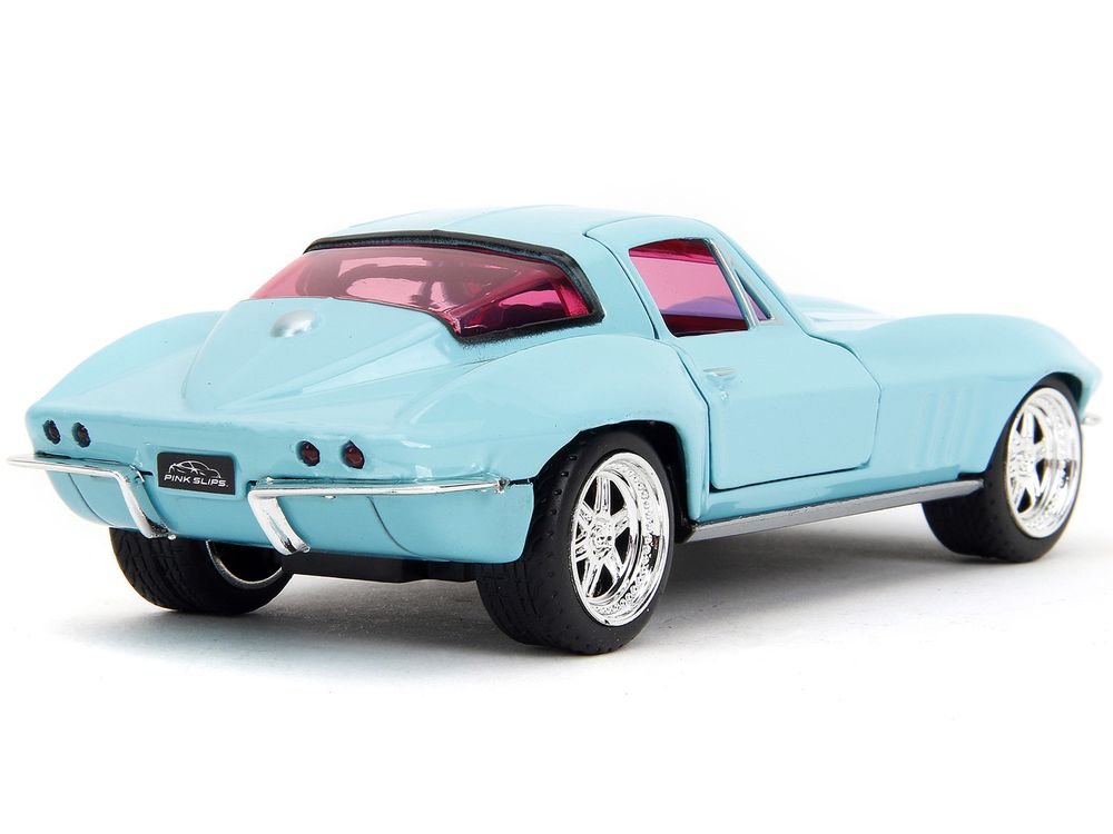 1966 Chevrolet Corvette Light Blue with Pink Tinted Windows "Pink Slips" Series 1/32 Diecast Model Car by Jada view 4