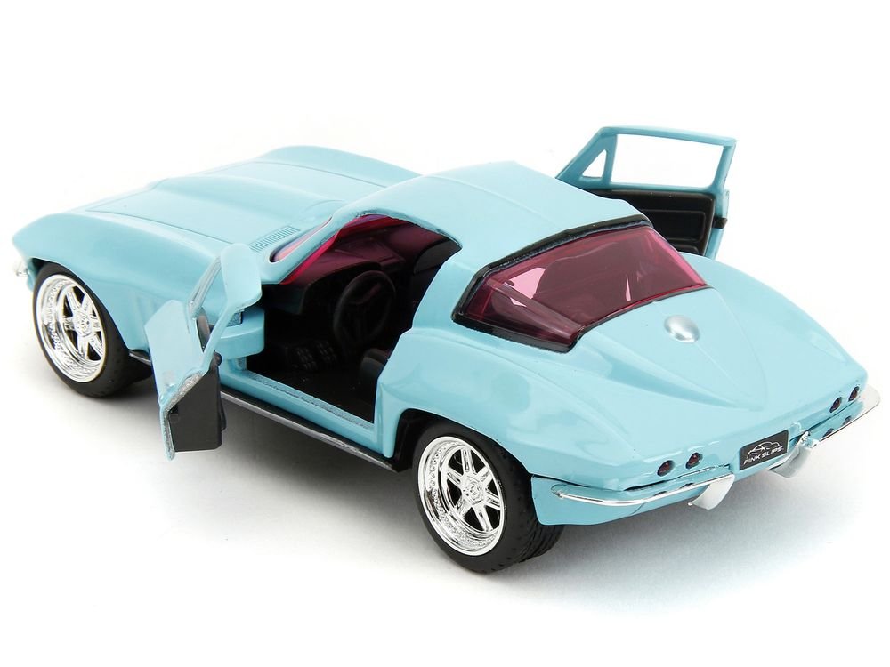 1966 Chevrolet Corvette Light Blue with Pink Tinted Windows "Pink Slips" Series 1/32 Diecast Model Car by Jada view 5