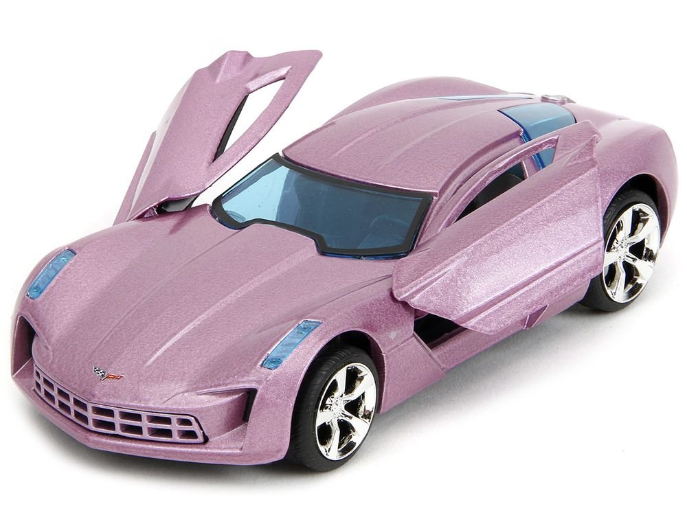 2009 Chevrolet Corvette Stingray Concept Pink Metallic with Blue Tinted Windows "Pink Slips" Series 1/32 Diecast Model Car by Jada view 2