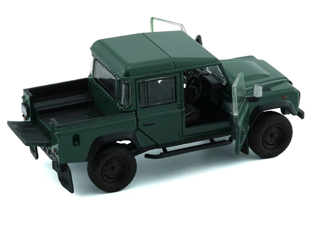 Land Rover Defender 110 Pickup Truck Green with Extra Wheels 1/64 Diecast Model Car by BM Creations view 2