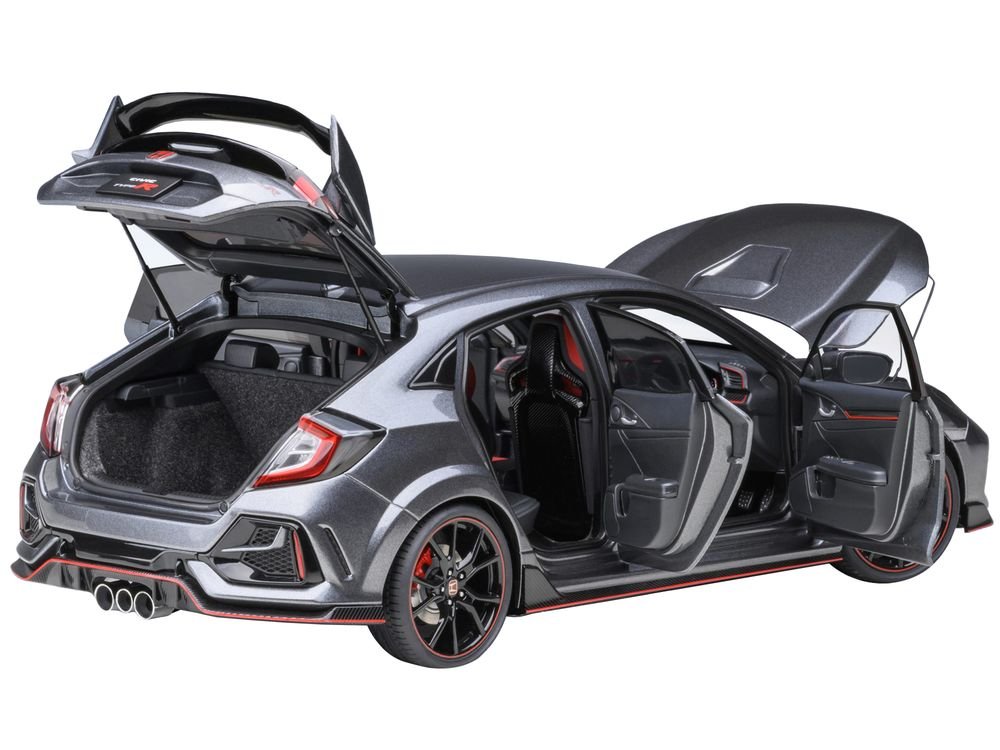2021 Honda Civic Type R (FK8) RHD (Right Hand Drive) Polished Metal Gray Metallic 1/18 Model Car by Autoart view 2
