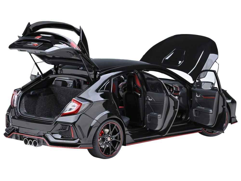 2021 Honda Civic Type R (FK8) RHD (Right Hand Drive) Crystal Black Pearl 1/18 Model Car by Autoart view 2