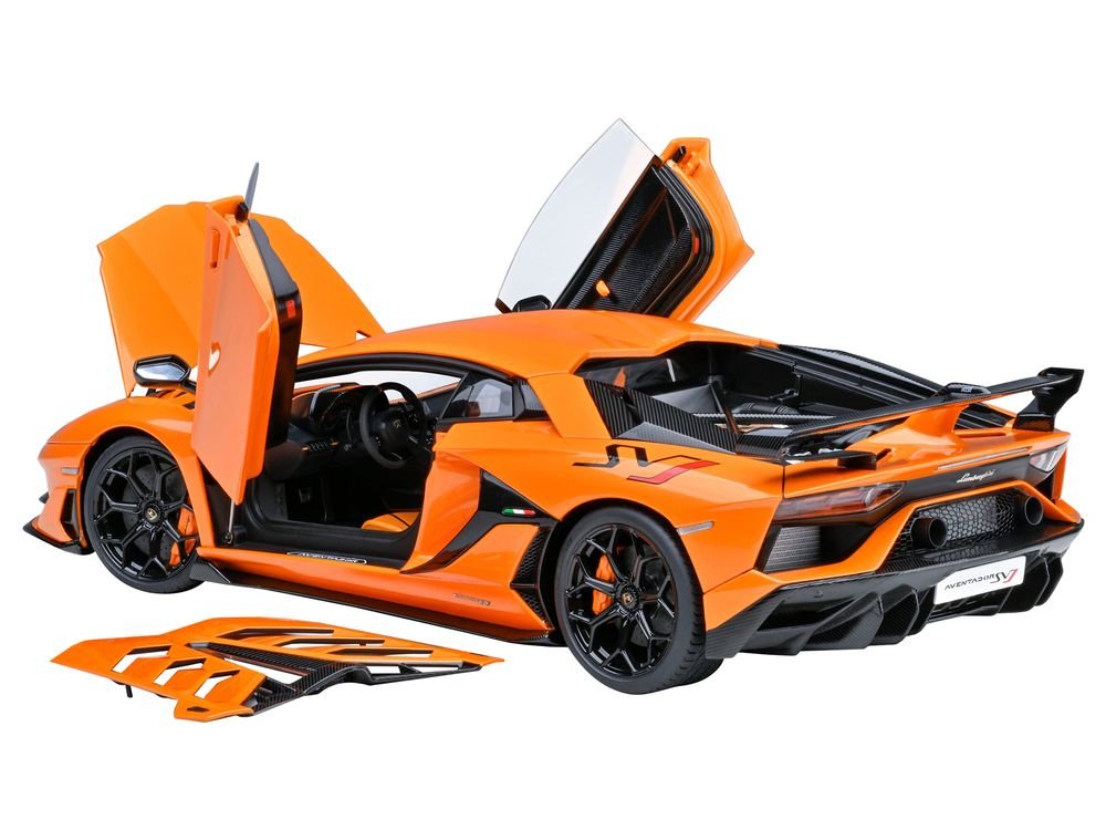 Lamborghini Aventador SVJ Arancio Atlas Pearl Orange 1/18 Model Car by Autoart view 2