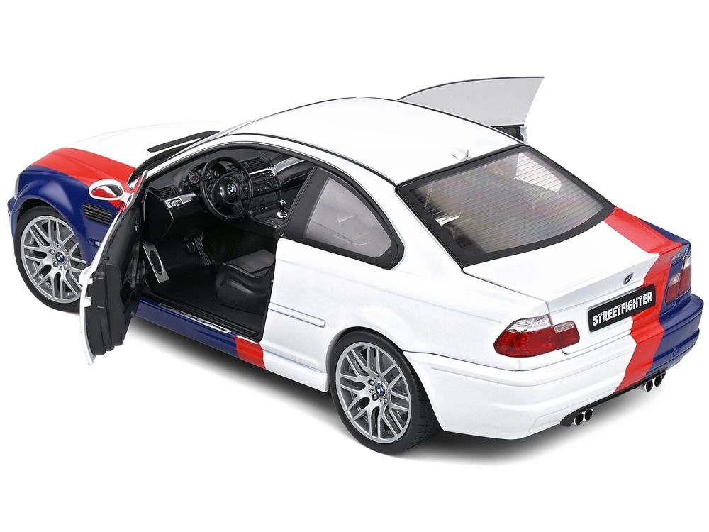 2000 BMW E46 M3 "Streetfighter" White with Blue and Red Graphics 1/18 Diecast Model Car by Solido view 4