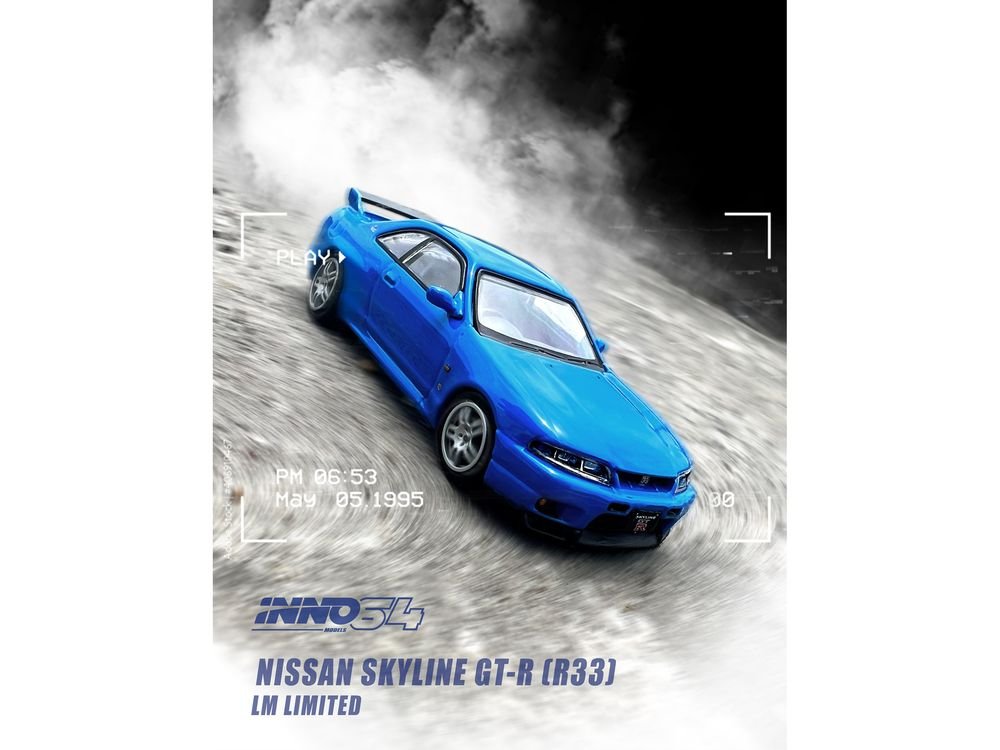 Nissan Skyline GT-R (R33) RHD (Right Hand Drive) Blue "LM Limited" 1/64 Diecast Model Car by Inno Models view 3