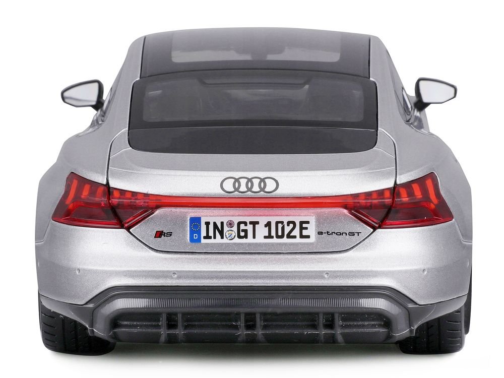 2022 Audi RS e-tron GT Silver Metallic with Sunroof 1/18 Diecast Model Car by Bburago view 3