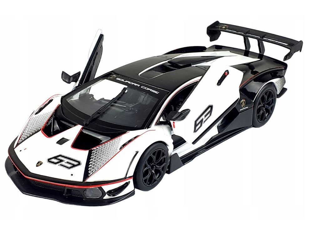 Lamborghini Essenza SCV12 #63 White and Black "Squadra Corse" "Race" Series 1/24 Diecast Model Car by Bburago view 2
