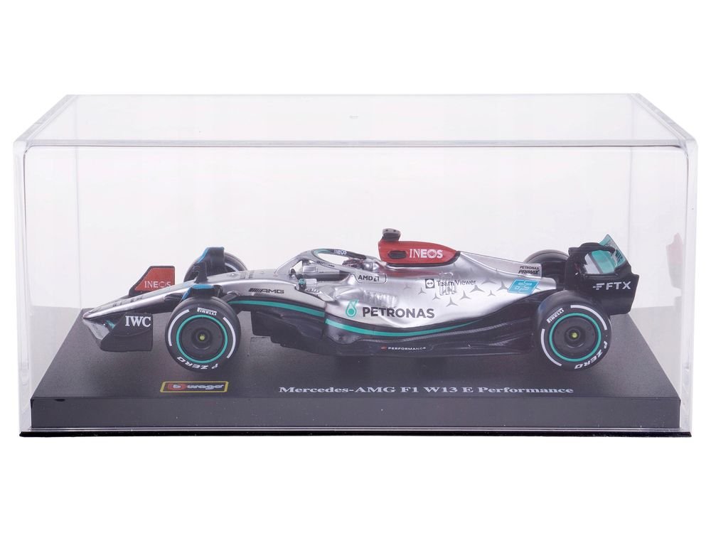 Mercedes-AMG F1 W13 E Performance #63 George Russell "F1 Formula One World Championship" (2022) with Display Case 1/43 Diecast Model Car by Bburago view 4