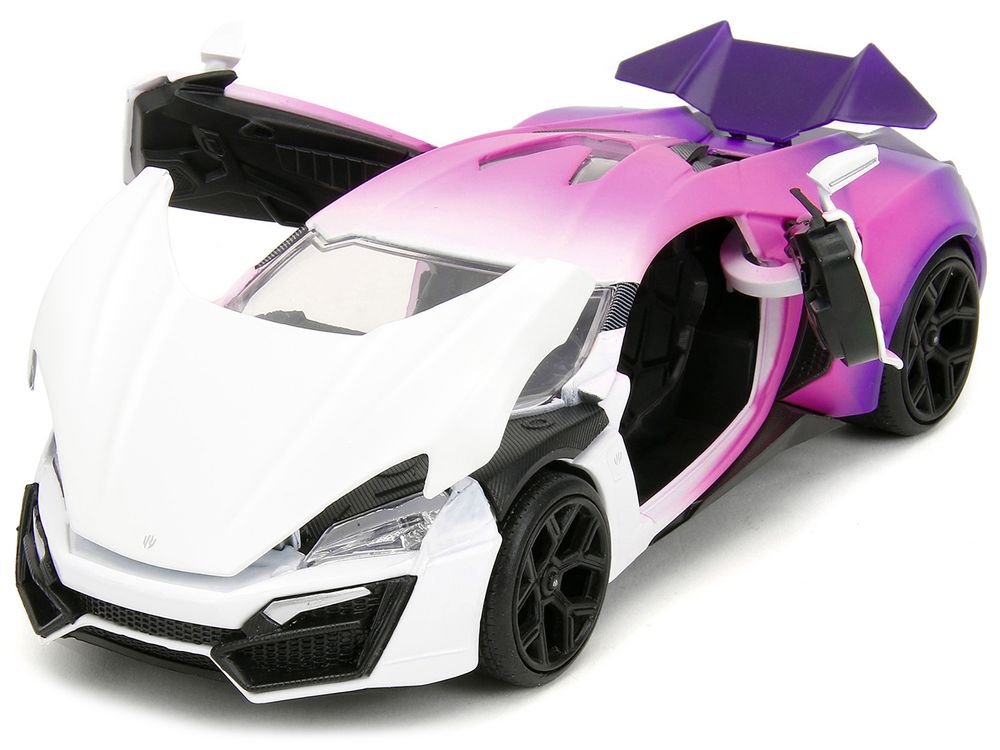 Lykan Hypersport White Pink and Purple Gradient "Pink Slips" Series 1/24 Diecast Model Car by Jada view 2
