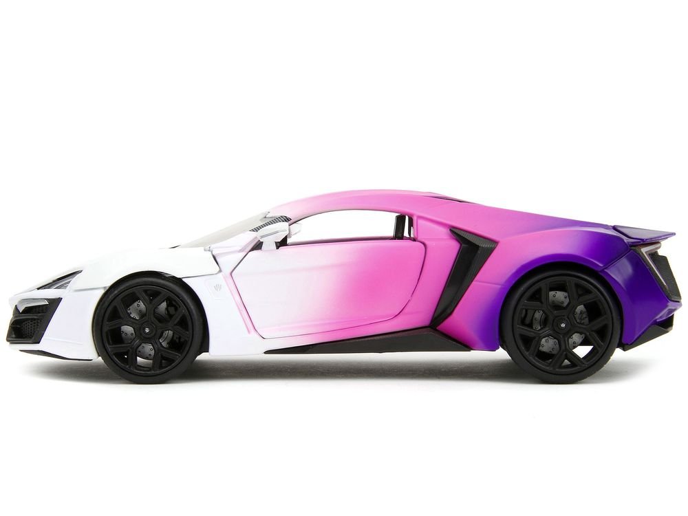 Lykan Hypersport White Pink and Purple Gradient "Pink Slips" Series 1/24 Diecast Model Car by Jada view 3