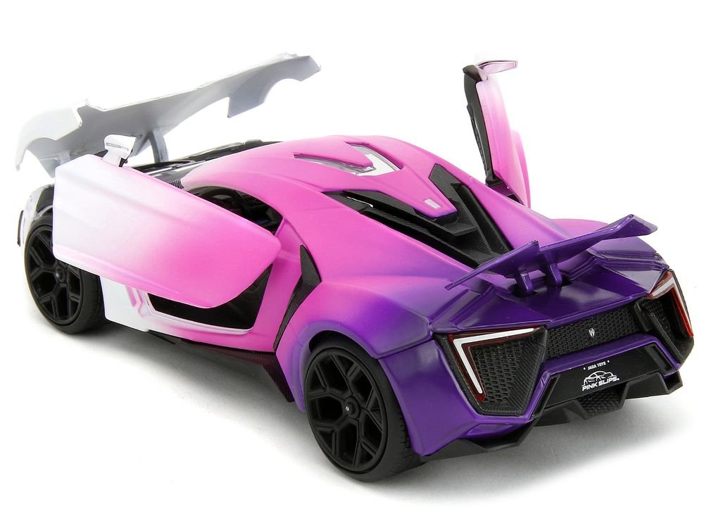 Lykan Hypersport White Pink and Purple Gradient "Pink Slips" Series 1/24 Diecast Model Car by Jada view 4