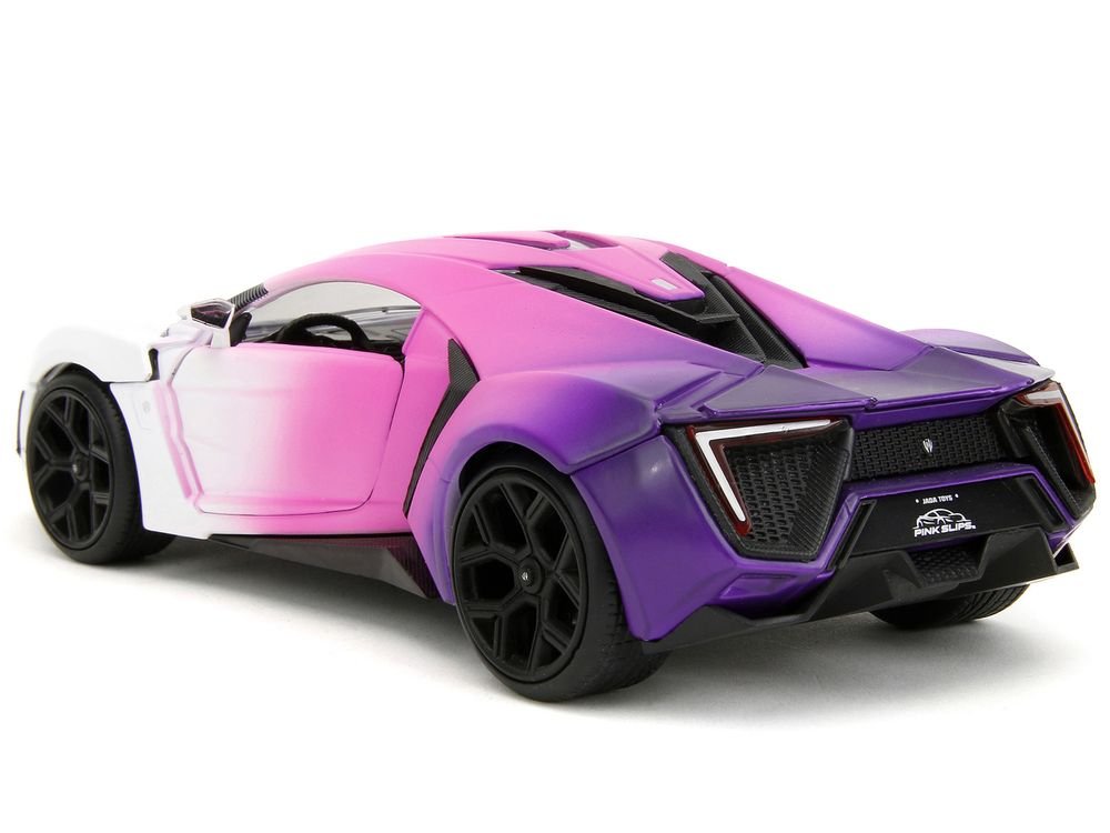 Lykan Hypersport White Pink and Purple Gradient "Pink Slips" Series 1/24 Diecast Model Car by Jada view 5