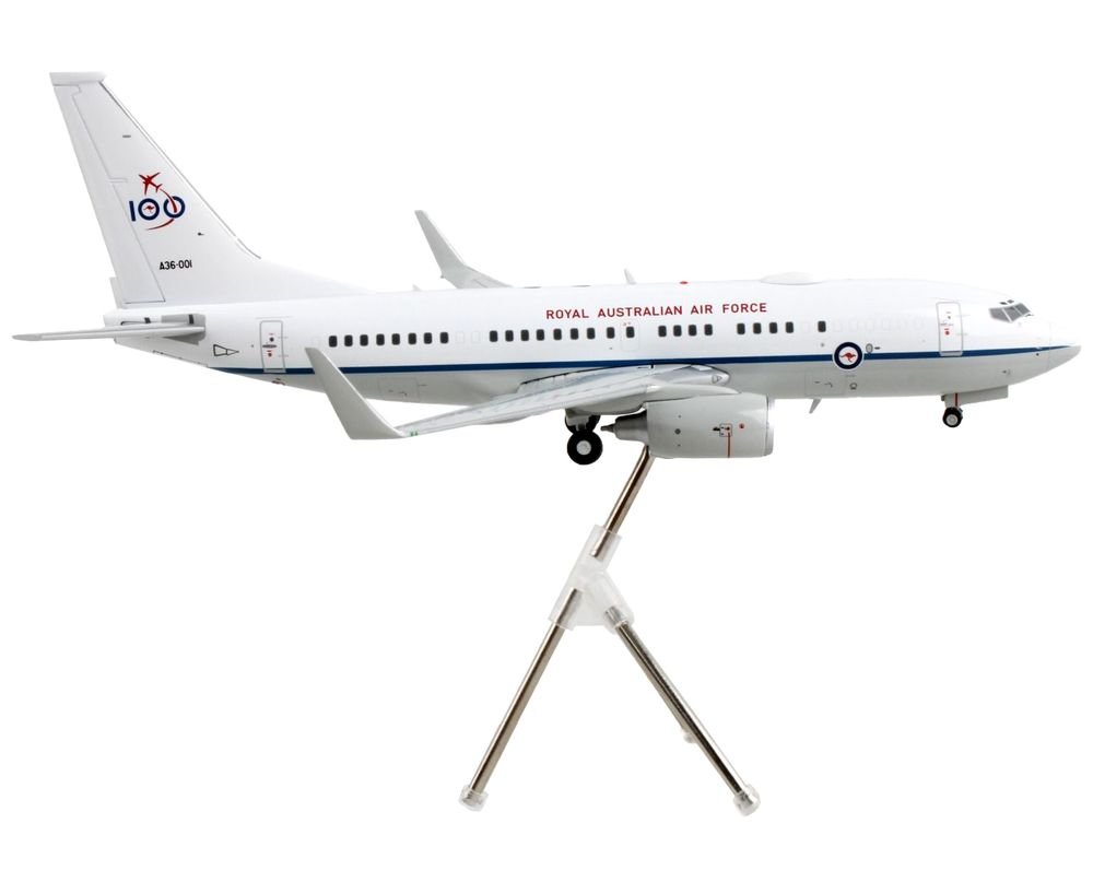 Boeing 737-700 Transport Aircraft "Royal Australian Air Force 100th Anniversary - A36-001" White and Gray "Gemini 200" Series 1/200 Diecast Model Airplane by GeminiJets view 2