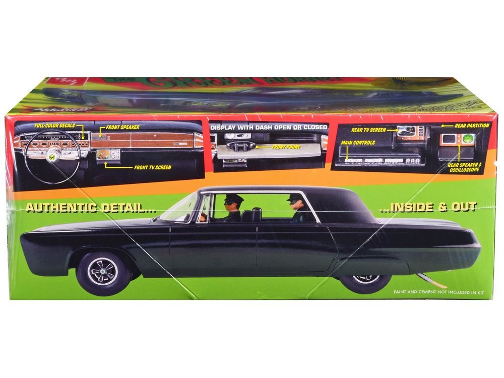 Skill 2 Model Kit Black Beauty "The Green Hornet" (1966–1967) TV Series with Green Hornet and Kato Figures 1/25 Scale Model by AMT view 2