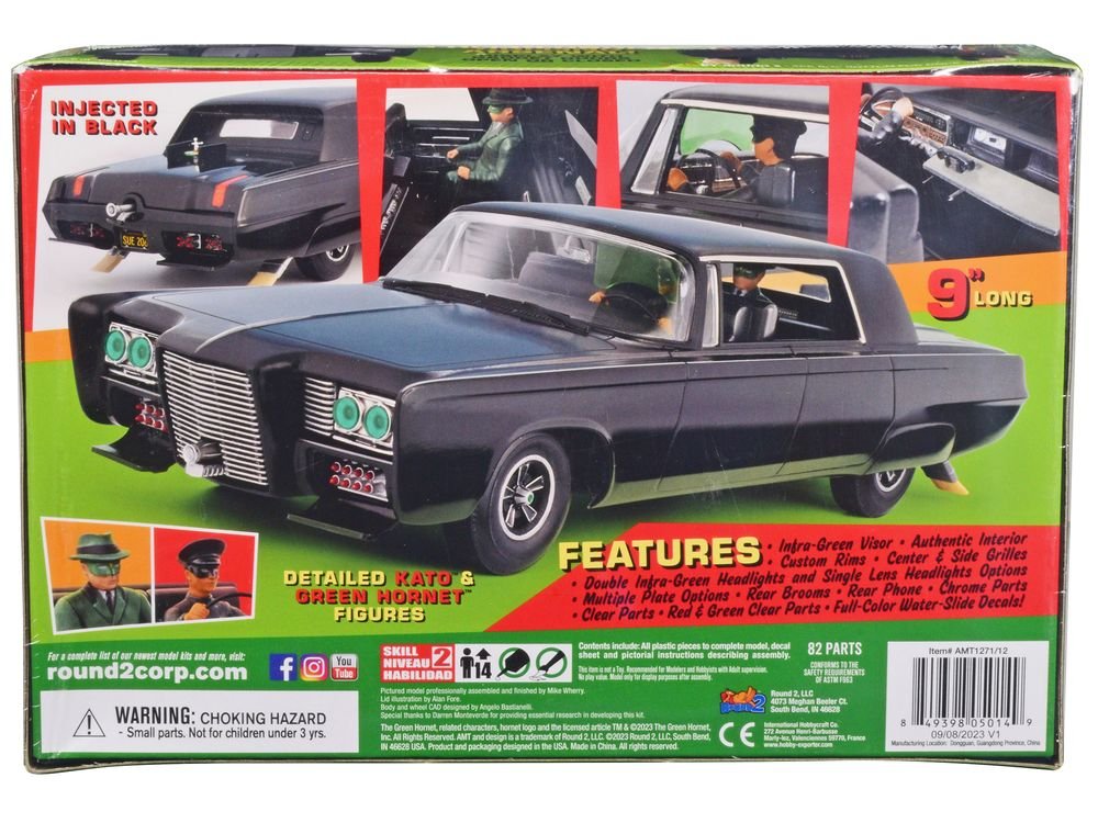Skill 2 Model Kit Black Beauty "The Green Hornet" (1966–1967) TV Series with Green Hornet and Kato Figures 1/25 Scale Model by AMT view 4