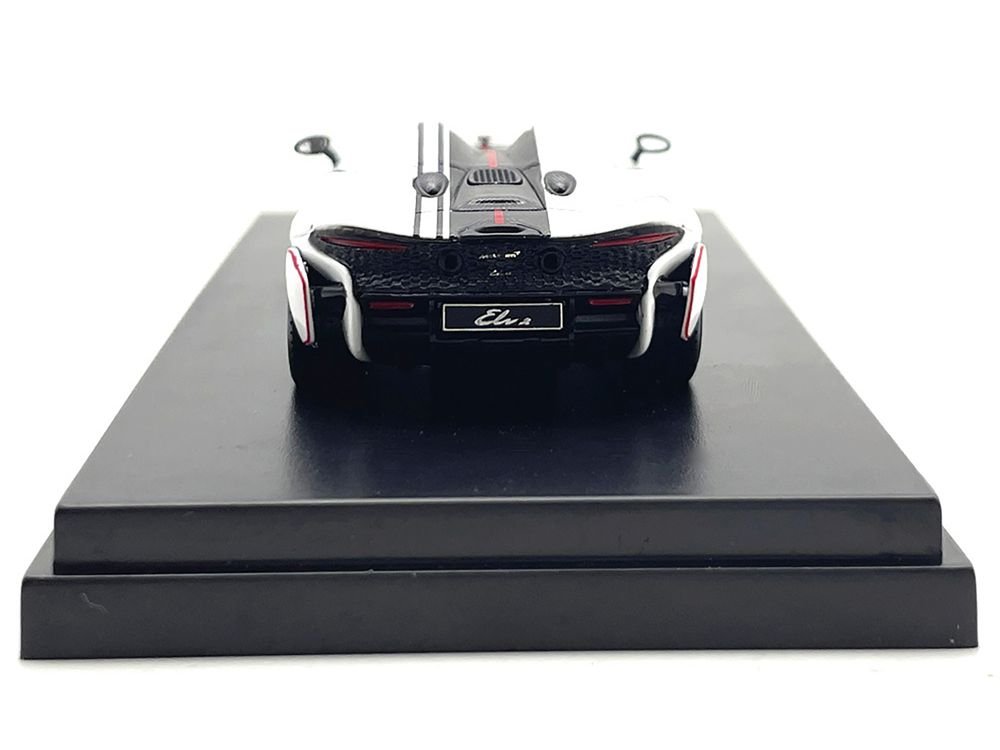 McLaren Elva Convertible White with Carbon and Red Stripes 1/64 Diecast Model Car by LCD Models view 3