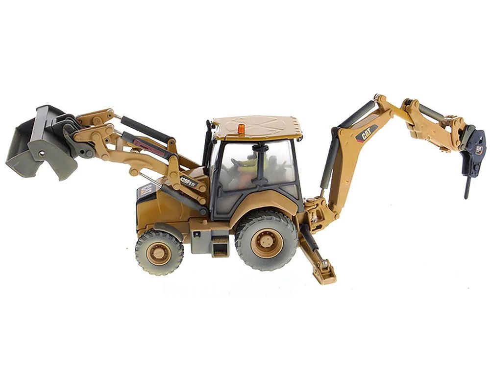 CAT Caterpillar 420F2 IT Backhoe Loader with Operator Yellow "Weathered Series" 1/50 Diecast Model by Diecast Masters view 2