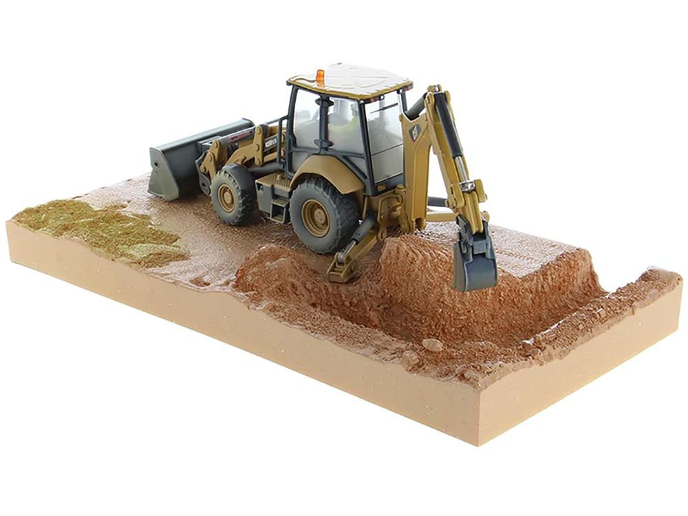 CAT Caterpillar 420F2 IT Backhoe Loader with Operator Yellow "Weathered Series" 1/50 Diecast Model by Diecast Masters view 5