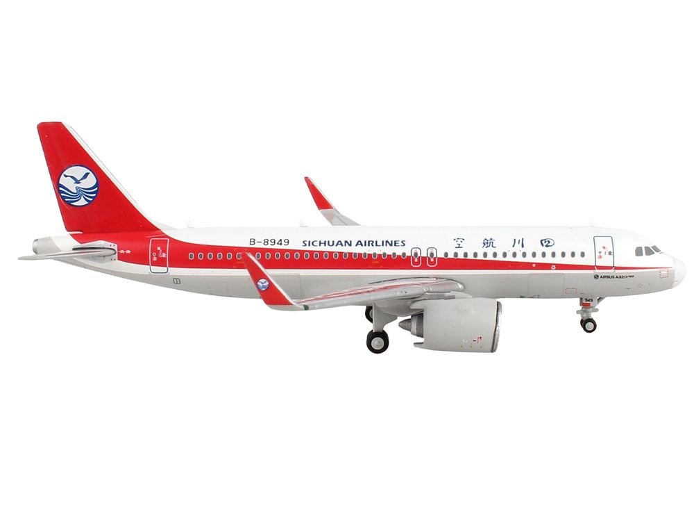 Airbus A320neo Commercial Aircraft "Sichuan Airlines" White with Red Stripes and Tail 1/400 Diecast Model Airplane by GeminiJets view 2