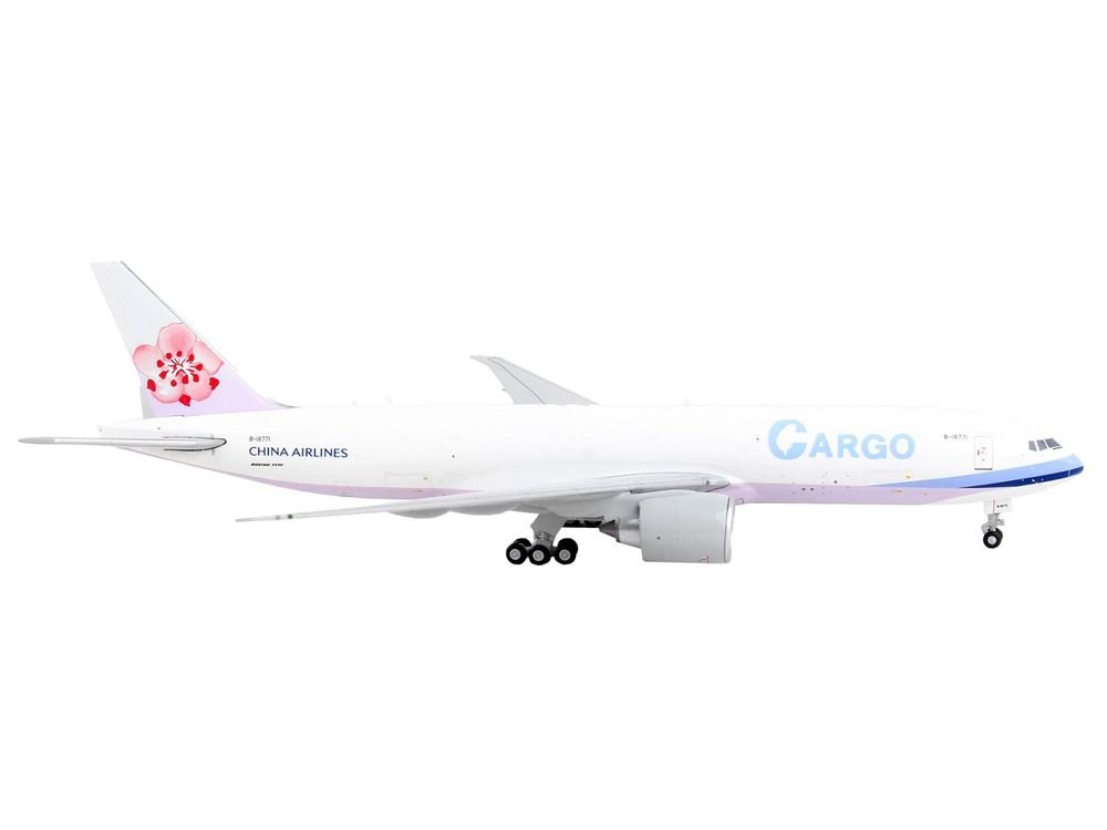 Boeing 777F Commercial Aircraft "China Airlines Cargo" White with Purple Stripes and Tail 1/400 Diecast Model Airplane by GeminiJets view 2