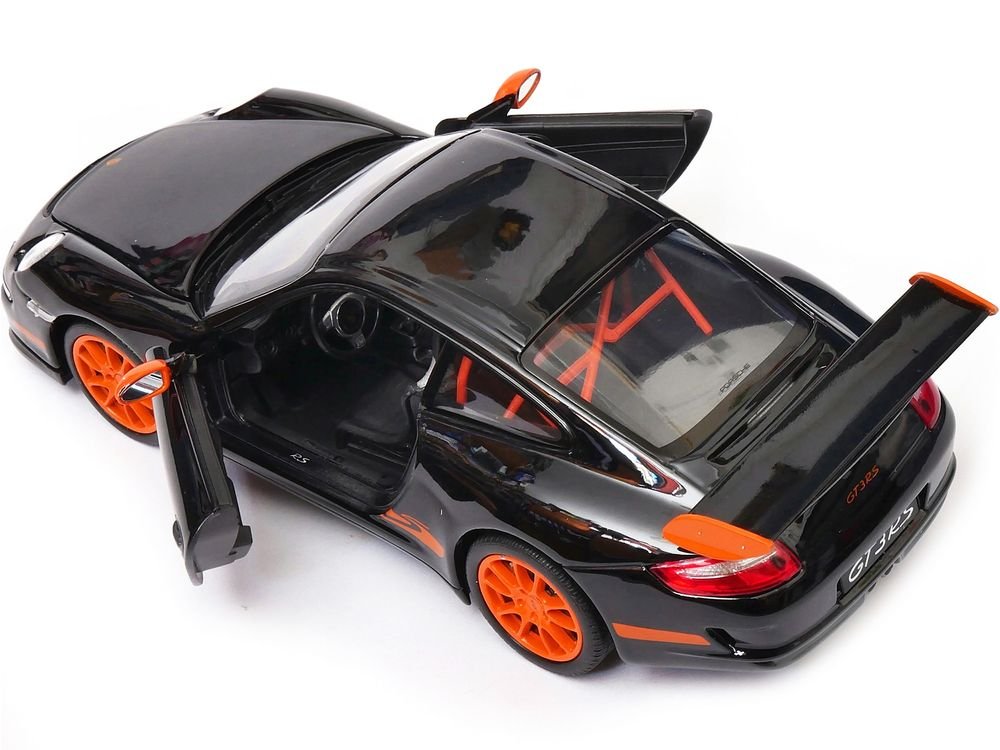 Porsche 911 (997) GT3 RS Black with Orange Accents 1/24-1/27 Diecast Model Car by Welly view 3
