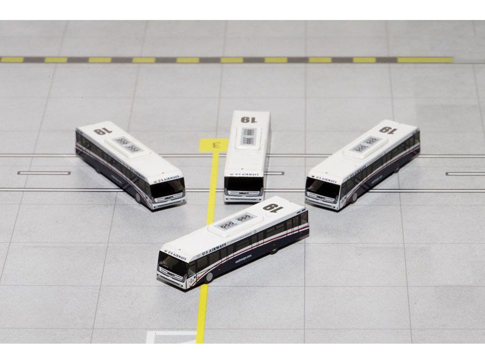 Cobus 3000 Passenger Bus White and Blue "US Airways Shuttle Bus" 4 Piece Set 1/400 Diecast Models by GeminiJets view 2