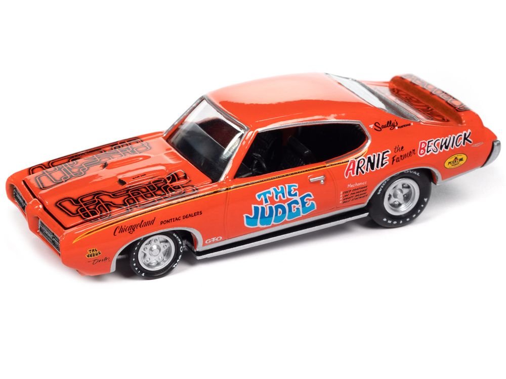 1969 Pontiac GTO Orange with Graphics "The Judge - Arnie 'The Farmer' Beswick" "Racing Champions Mint 2023" Release 1 Limited Edition to 2500 pieces Worldwide 1/64 Diecast Model Car by Racing Champions view 3