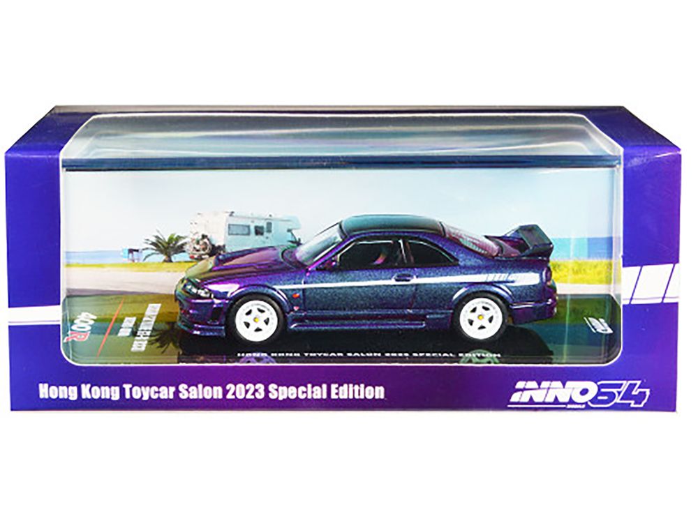 Nissan Skyline GT-R (R33) Nismo 400R RHD (Right Hand Drive) Midnight Purple II Metallic "Hong Kong Toycar Salon 2023 Special Edition" 1/64 Diecast Model Car by Inno Models view 3