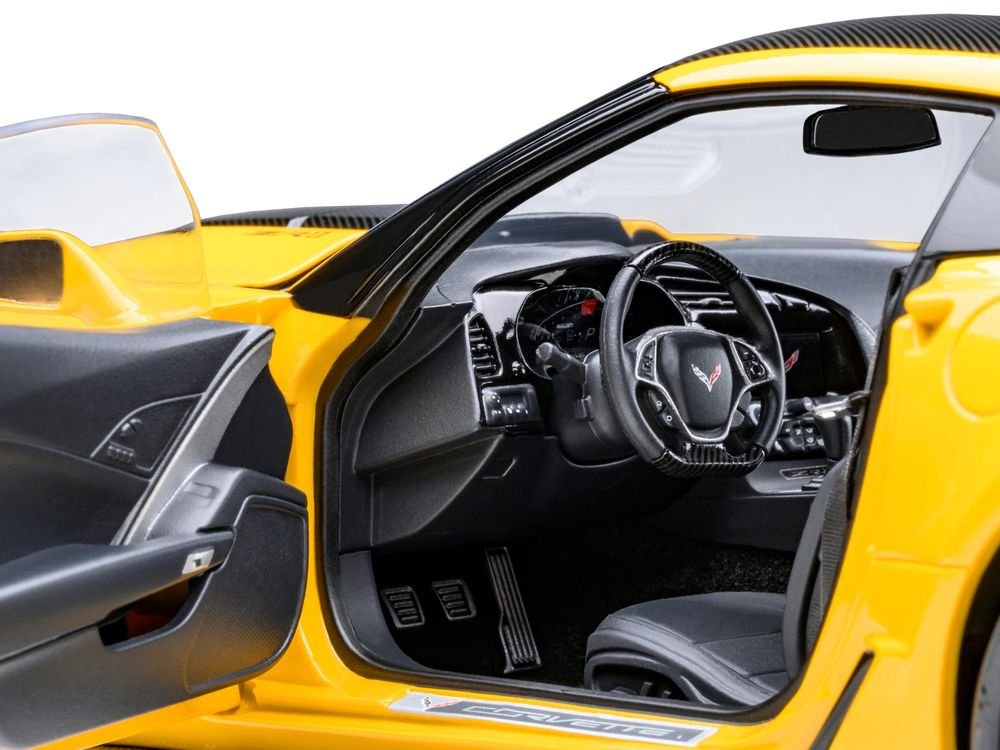 2019 Chevrolet Corvette C7 ZR1 Corvette Racing Yellow Tintcoat with Carbon Top 1/18 Model Car by Autoart view 2