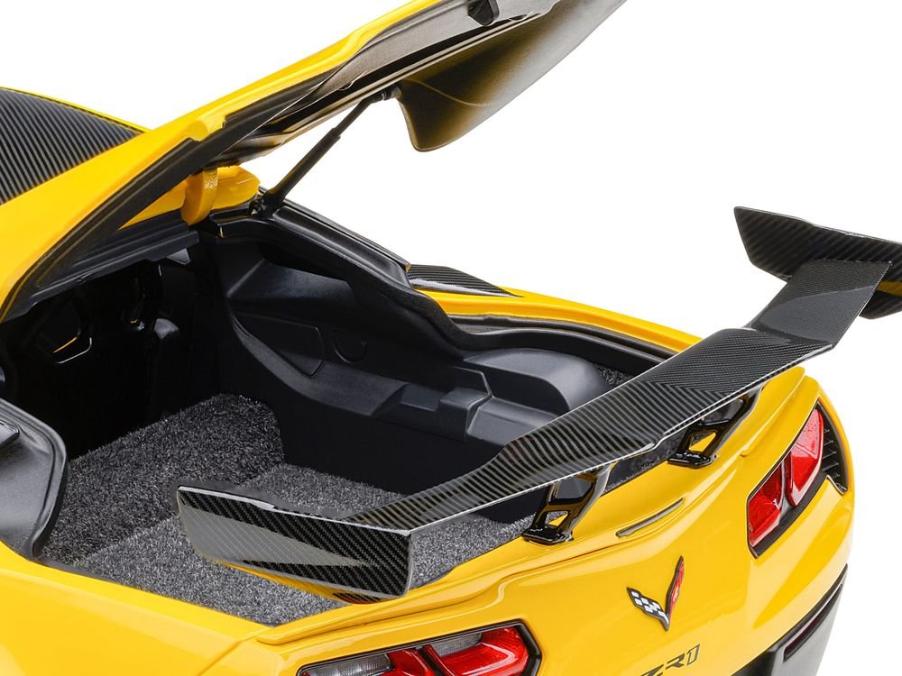 2019 Chevrolet Corvette C7 ZR1 Corvette Racing Yellow Tintcoat with Carbon Top 1/18 Model Car by Autoart view 5