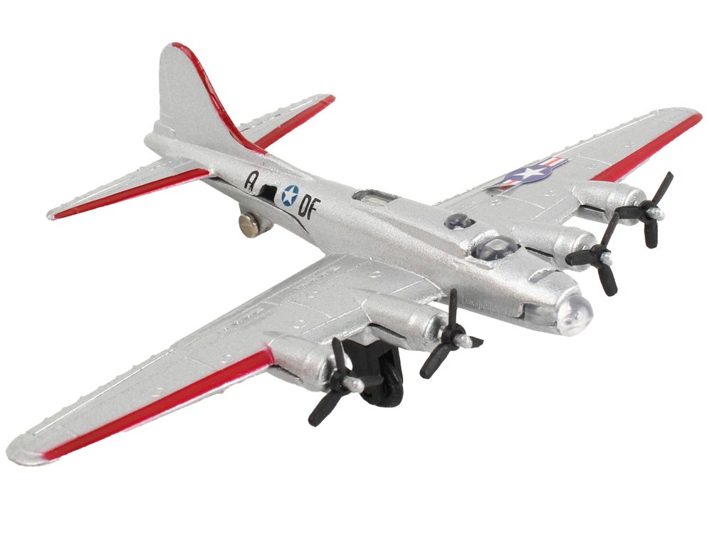 Boeing B-17 Flying Fortress Bomber Aircraft Silver Metallic "United States Army Air Force" with Runway Section Diecast Model Airplane by Runway24 view 3