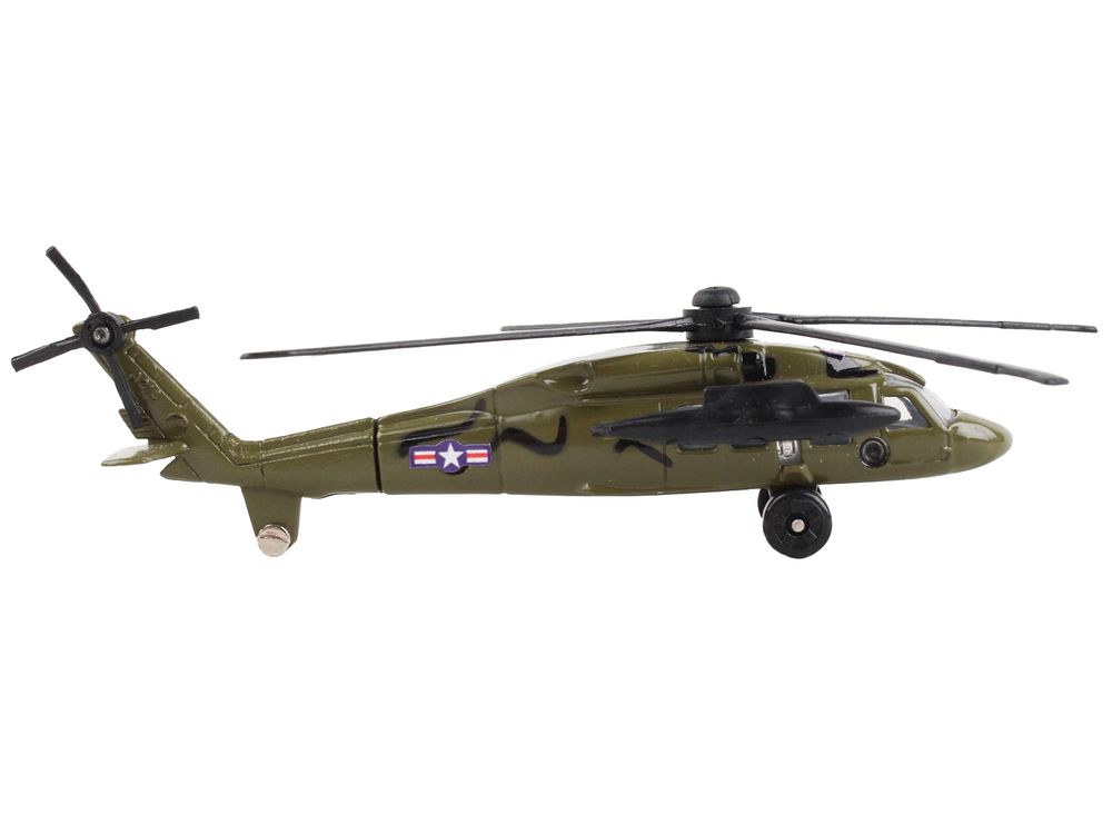 Sikorsky UH-60 Black Hawk Helicopter Olive Drab "United States Army" with Runway Section Diecast Model by Runway24 view 2