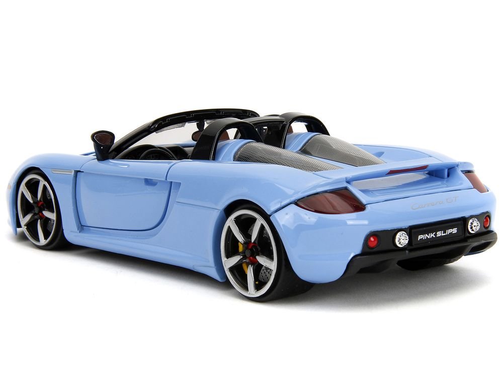 Porsche Carrera GT Convertible Blue with Black Stripes "Pink Slips" Series 1/24 Diecast Model Car by Jada view 5