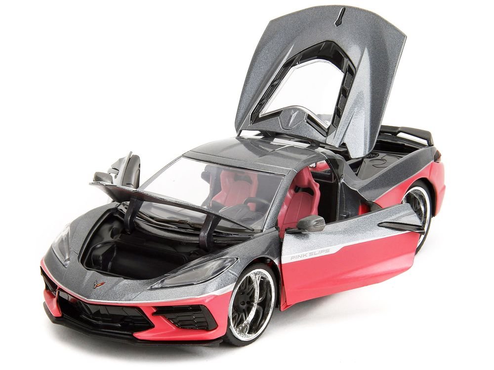 2020 Chevrolet Corvette Gray Metallic and Pink "Pink Slips" Series 1/24 Diecast Model Car by Jada view 2