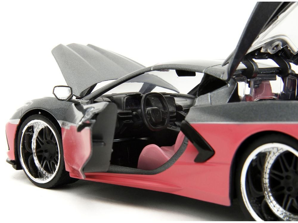 2020 Chevrolet Corvette Gray Metallic and Pink "Pink Slips" Series 1/24 Diecast Model Car by Jada view 3