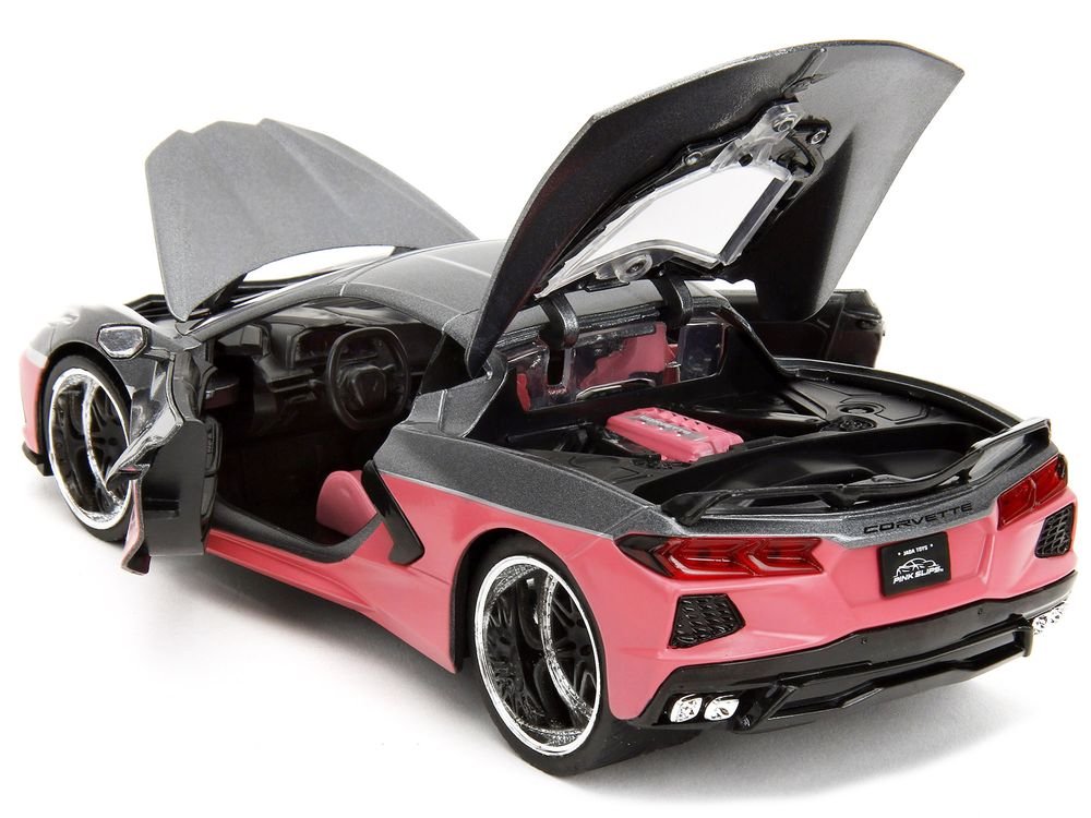 2020 Chevrolet Corvette Gray Metallic and Pink "Pink Slips" Series 1/24 Diecast Model Car by Jada view 4