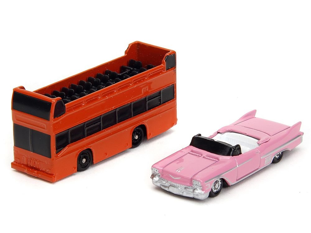 "Hollywood 100" Walk of Fame Diorama with Pink Convertible and Double-Decker Bus "Nano Scene" Series model by Jada view 2