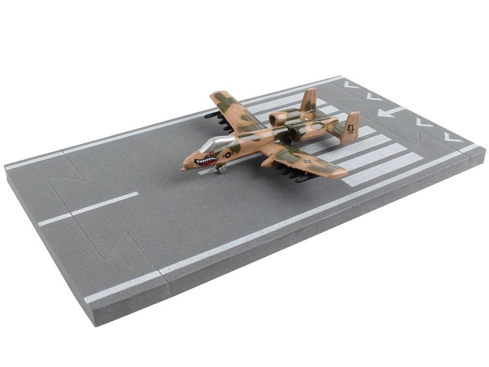 Fairchild Republic A-10 Thunderbolt II "Warthog" Attack Aircraft Camouflage "United States Air Force" with Runway Section Diecast Model Airplane by Runway24 view 3