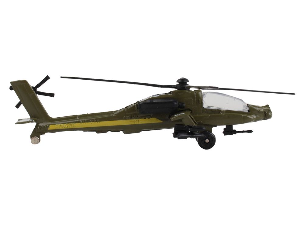 Boeing AH-64 Apache Helicopter Olive Drab "United States Army" with Runway Section Diecast Model by Runway24 view 3