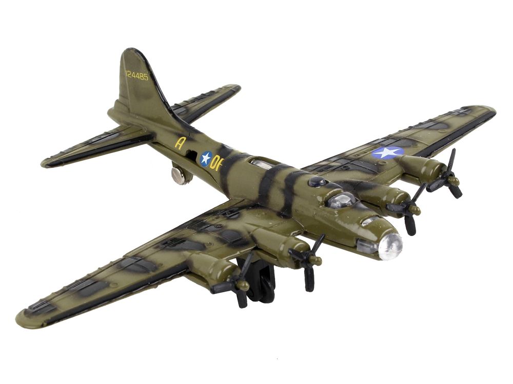 Boeing B-17 Flying Fortress Bomber Aircraft Olive Green Camouflage "United States Army Air Force" with Runway Section Diecast Model Airplane by Runway24 view 3