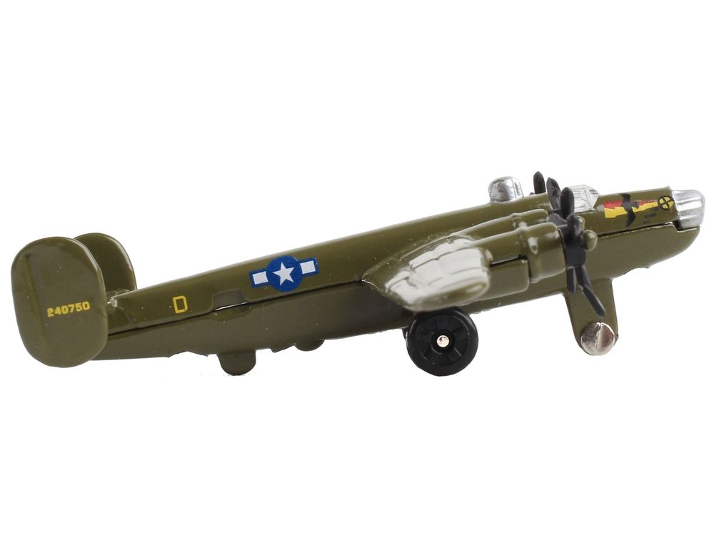 Consolidated B-24 Liberator Bomber Aircraft Olive Drab "United States Army Air Force" with Runway Section Diecast Model Airplane by Runway24 view 2