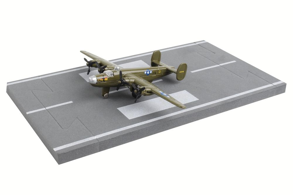 Consolidated B-24 Liberator Bomber Aircraft Olive Drab "United States Army Air Force" with Runway Section Diecast Model Airplane by Runway24 view 3