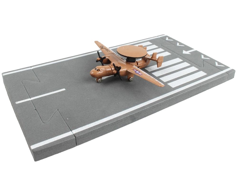 Northrop Grumman E-2C Hawkeye Aircraft Tan "United States Navy" with Runway Section Diecast Model Airplane by Runway24 view 3